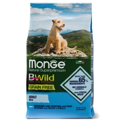 Monge Dog BWild GRAIN FREE Mini беззерновой корм из анчоуса с картофелем для взрослых собак мелких пород 2,5кг