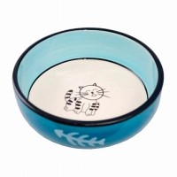 N1 Миска керамическая, роспись, рисунок "Кошка", косточки, 13,4*4 см, МКР216