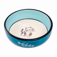 N1 Миска керамическая, роспись, рисунок "Кошка", косточки, 13,4*4 см, МКР216