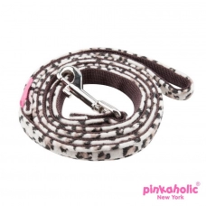 PINKAHOLIC Поводок для собак "Leo Pug", коричневый, 140х1,5см