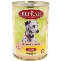 Беркли Local консервы для собак №1 Ягненок с рисом, 400 г