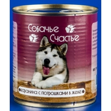 Собачье счастье консервы для собак Баранина с потрошками в желе